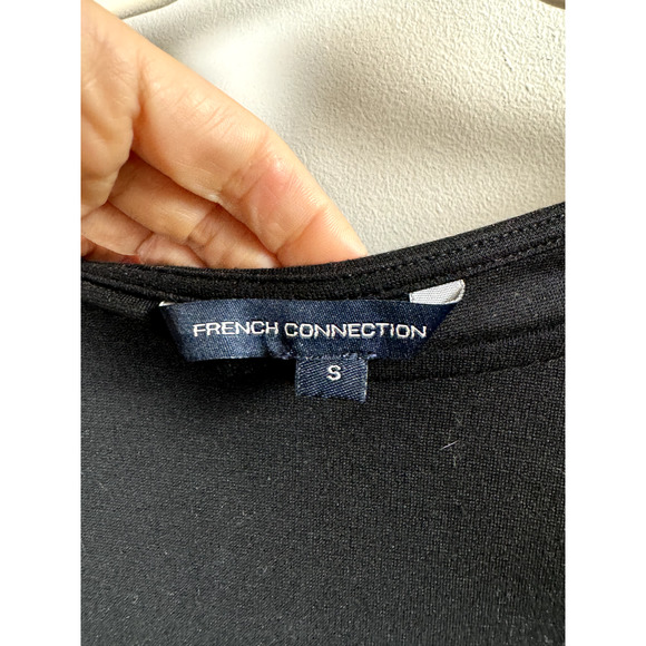 French Connection Black Gold Bar Stud Regency Glam Goth Long Lightweight Sweater - Picture 4 of 7